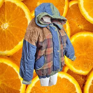 Julia Michaels Vintage Plaid Patchwork Bomber Jacket Winter Outdoor Coat M